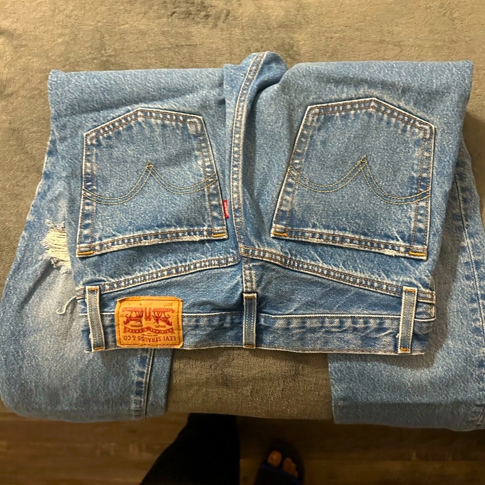 Distressed Blue Jeans